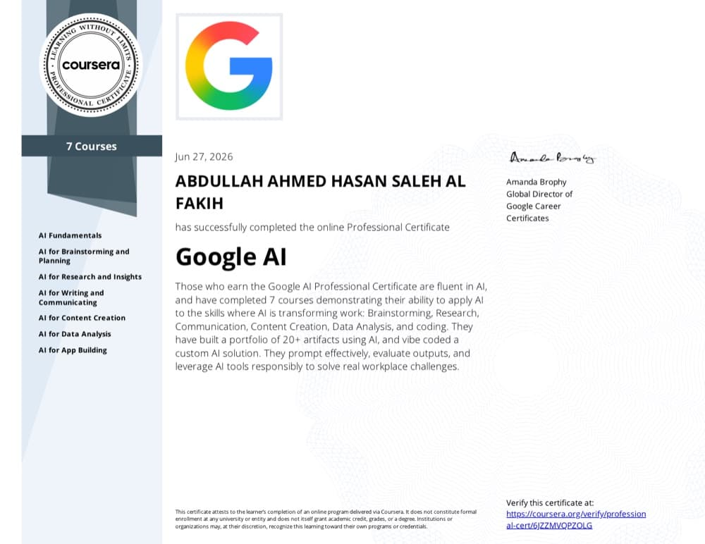 Google AI Professional Certificate